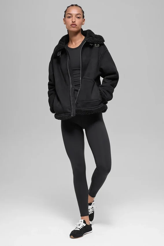 Faux Shearling Grand-jas - Zwart