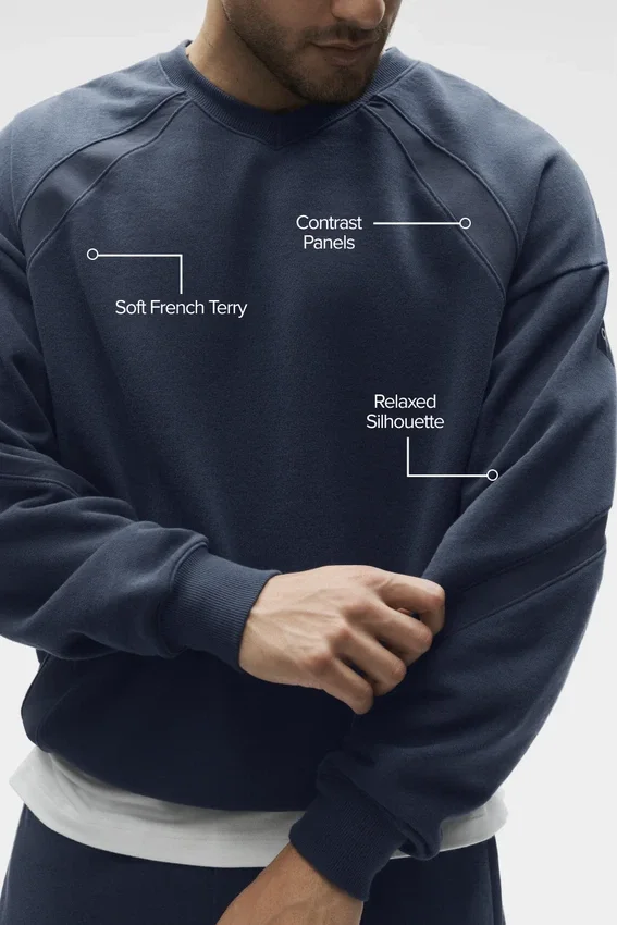 Field-sweatshirt met ronde hals - Navy