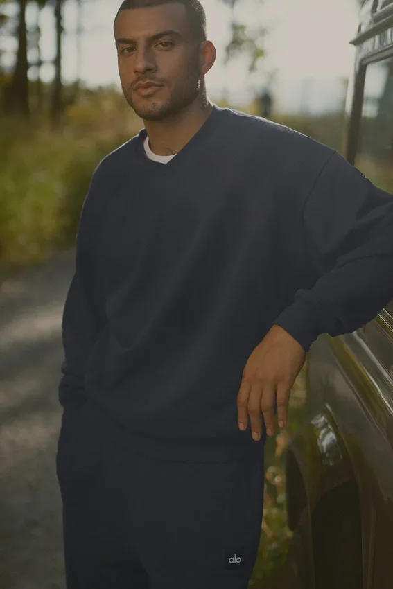 Field-sweatshirt met ronde hals - Navy