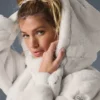 Foxy-jas van imitatiebont - ivoor