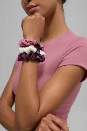 Fresh Mini Scrunchie 3-pack – Bordeauxrood/Roze Wilde Roos/Ivoor