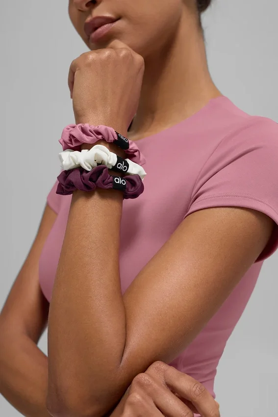 Fresh Mini Scrunchie 3-pack - Bordeauxrood/Roze Wilde Roos/Ivoor