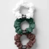 Fresh Mini Scrunchie 3-pack - Brownstone/Wit/Klavergroen