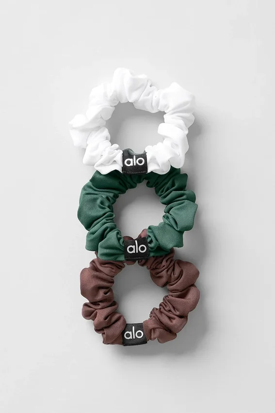 Fresh Mini Scrunchie 3-pack - Brownstone/Wit/Klavergroen