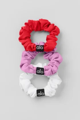Fresh Mini-scrunchie 3-pack - Felrood/Snoephartroze/Wit