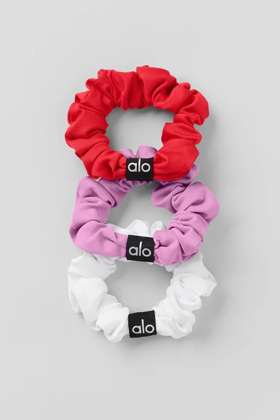 Fresh Mini-scrunchie 3-pack - Felrood/Snoephartroze/Wit