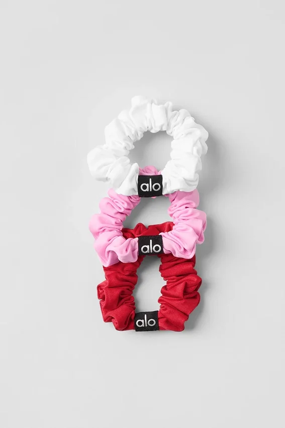 Fresh Mini-scrunchie 3-pack - Felrood/Zoetroze/Wit