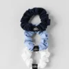 Fresh Mini-scrunchie 3-pack - Licht Provence-blauw/marineblauw/wit