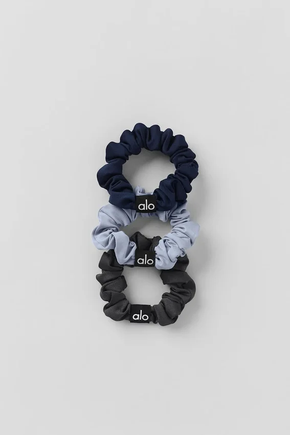 Fresh Mini Scrunchie 3-pack - Winter Frost/marineblauw/antraciet