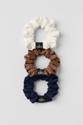 Fresh Mini Scrunchie 3-pack - Zongebruind bruin/Ivoor/Marineblauw
