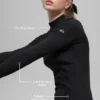 Geribbeld Mesmerize-shirt met hoge kraag en lange mouwen – Zwart