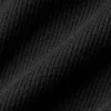 Geribbeld Mesmerize-shirt met hoge kraag en lange mouwen – Zwart