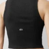 Geribbeld modal Henley-hemd - Zwart