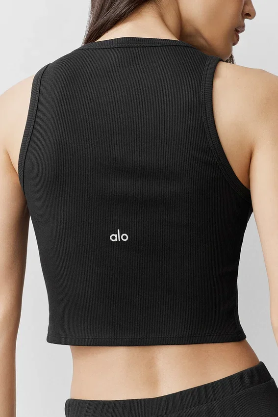 Geribbeld modal Henley-hemd - Zwart
