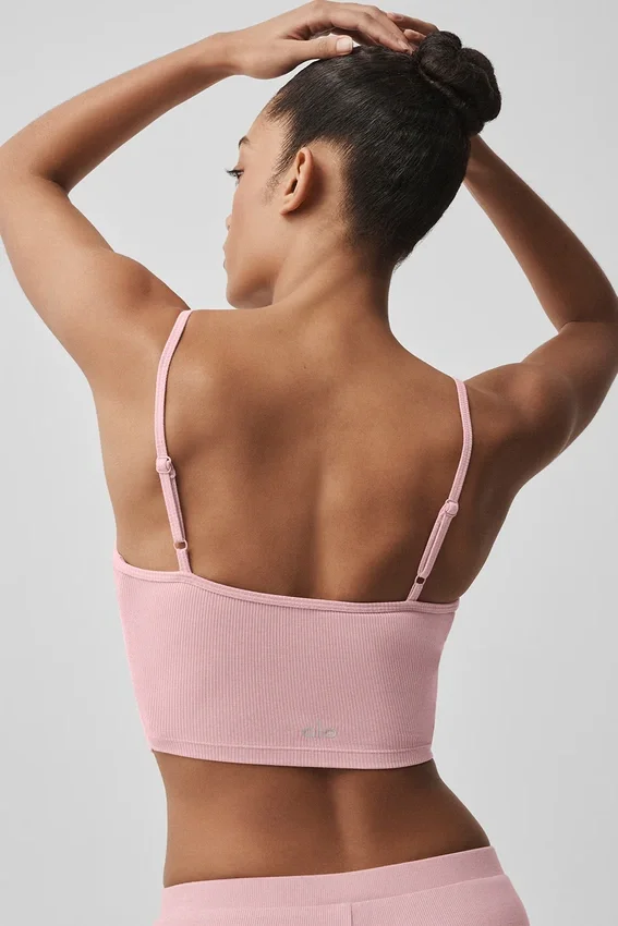 Geribbelde Delicate Lounge-top - Vintage roze