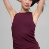Geribbelde En Pointe-tanktop - Bordeaux