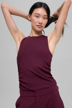 Geribbelde En Pointe-tanktop - Bordeaux