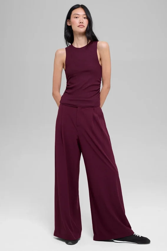 Geribbelde En Pointe-tanktop - Bordeaux