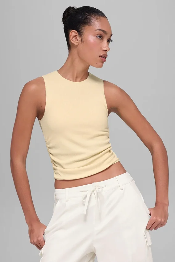 Geribbelde En Pointe-tanktop - Candlelight Yellow