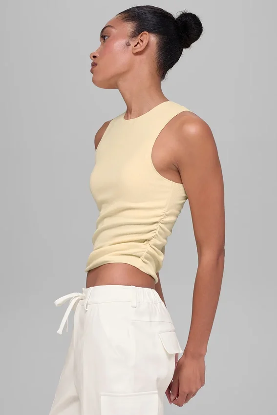 Geribbelde En Pointe-tanktop - Candlelight Yellow