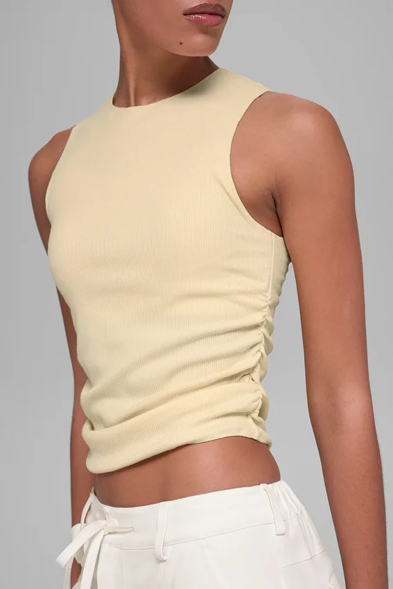 Geribbelde En Pointe-tanktop - Candlelight Yellow