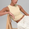 Geribbelde En Pointe-tanktop - Candlelight Yellow