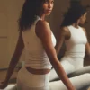Geribbelde En Pointe-tanktop - ivoor