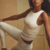 Geribbelde En Pointe-tanktop - ivoor