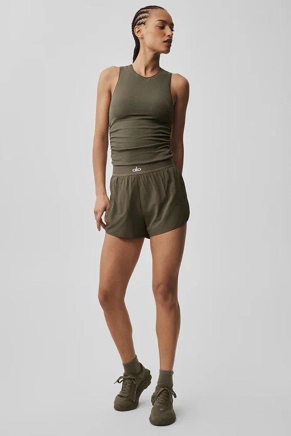 Geribbelde En Pointe-top - Olive Tree
