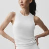 Geribbelde En Pointe-top - White
