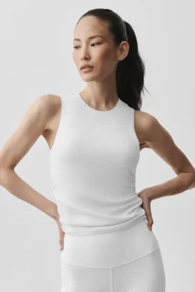Geribbelde En Pointe-top - White
