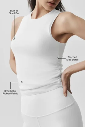 Geribbelde En Pointe-top – White