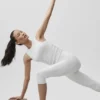 Geribbelde En Pointe-top - White