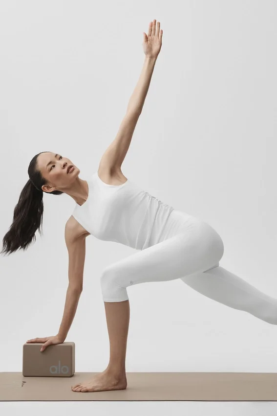 Geribbelde En Pointe-top - White