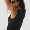 Geribbelde En Pointe-top - Zwart