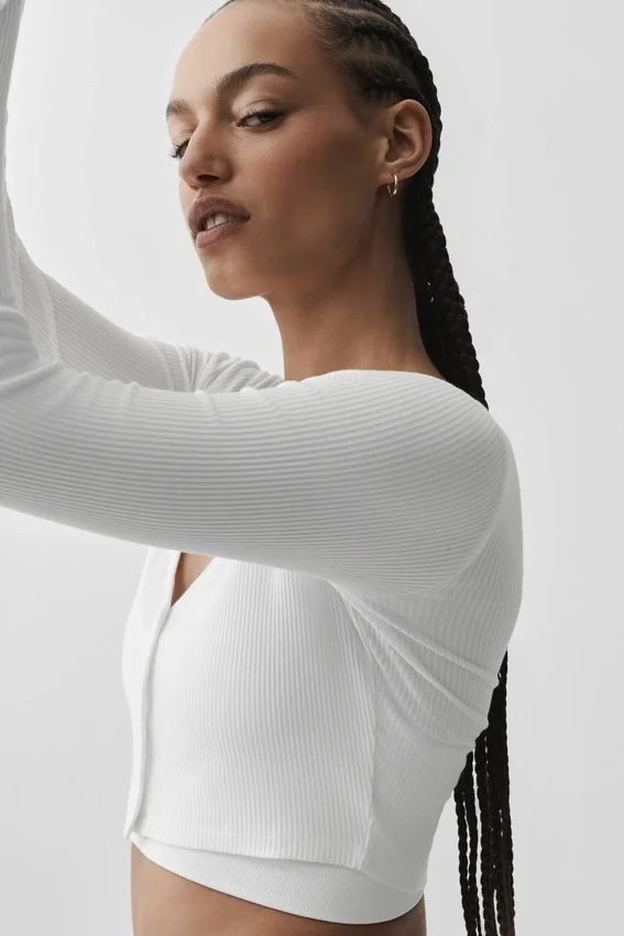 Geribd, kort Whisper-vest - Wit