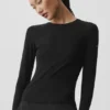 Geribd Sea Coast-shirt met lange mouwen – Zwart