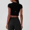 Geribd Sea Coast T-shirt met korte mouwen en cropped pasvorm - Zwart