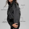 Geribd velours cropped Mountain Side-jasje - Zwart