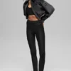 Geribd velours cropped Mountain Side-jasje - Zwart