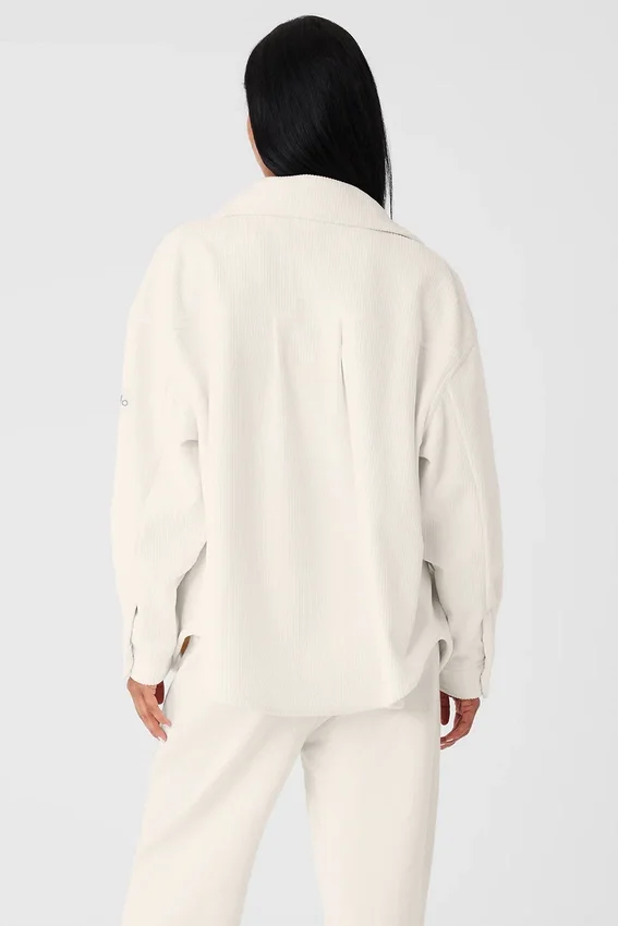 Geribd velours Mountain Side Shacket - Ivoor