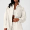 Geribd velours Mountain Side Shacket - Ivoor