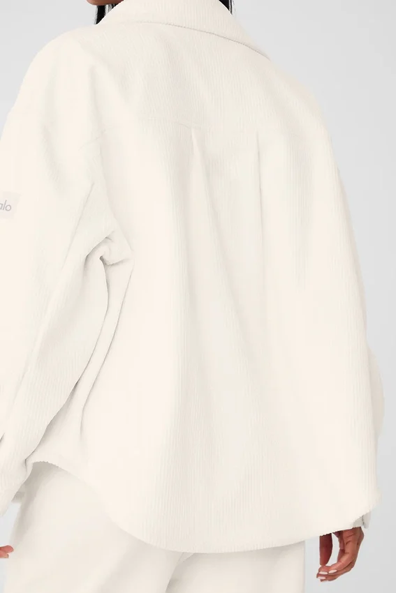 Geribd velours Mountain Side Shacket - Ivoor