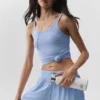 Geribde Adore-tanktop - Licht Provence-blauw