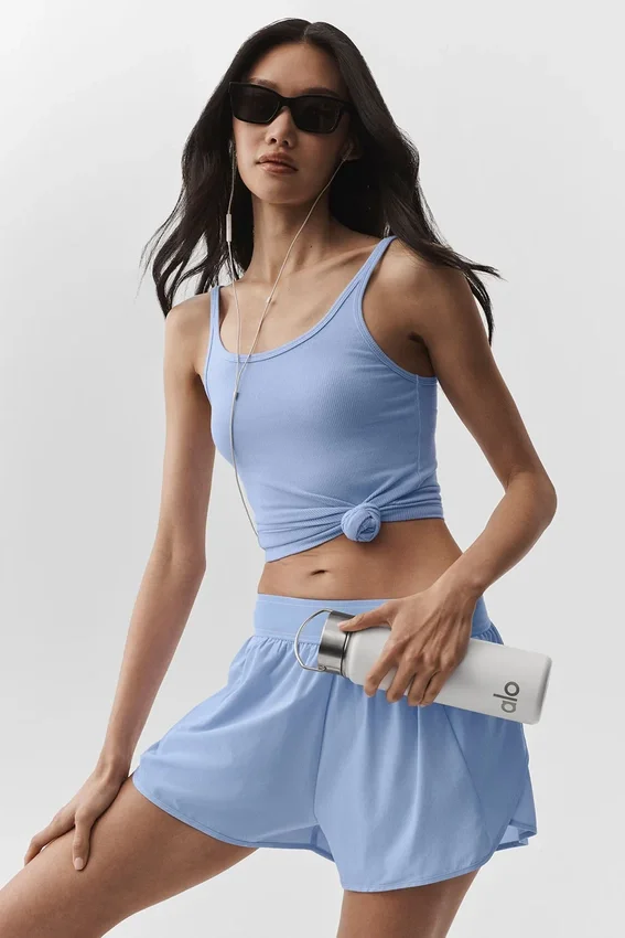 Geribde Adore-tanktop - Licht Provence-blauw