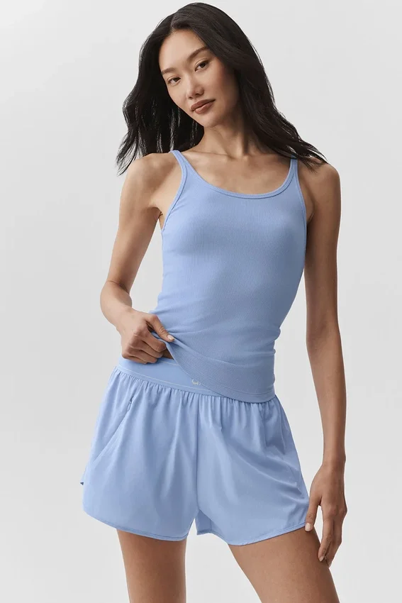 Geribde Adore-tanktop - Licht Provence-blauw