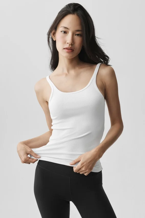 Geribde Adore-tanktop - Wit