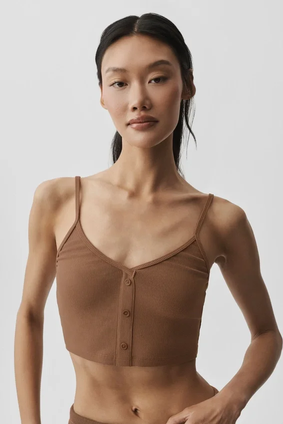 Geribde Delicate Lounge-top - Sun Kissed Brown