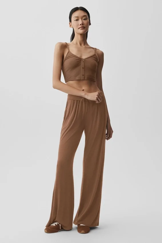Geribde Delicate Lounge-top - Sun Kissed Brown