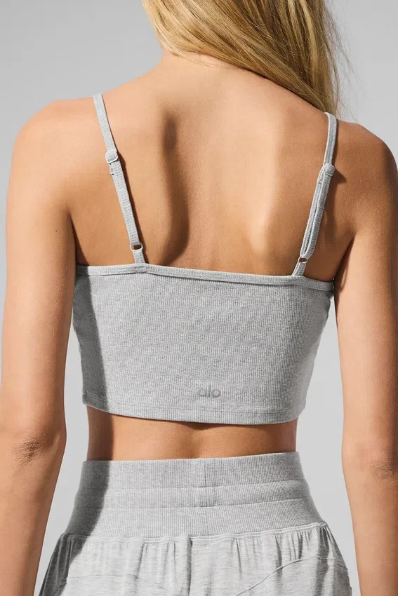 Geribde, delicate loungetop – Athletic Heather Grey